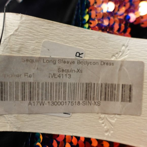 Vera‎ Lucy Dress XS Mini Bodycon Sequin Allover Colorful Sparkle Party Copper - Picture 7 of 10